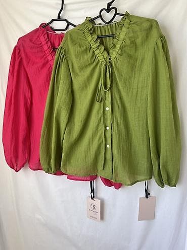 женская блуза: Блузка женская с рюшами и завязкой на V‑вырезе - Легкая — 2