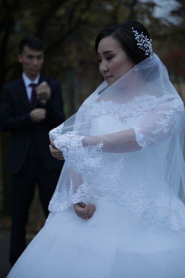 Свадебное платье, 2XL, С фатой, Б/у