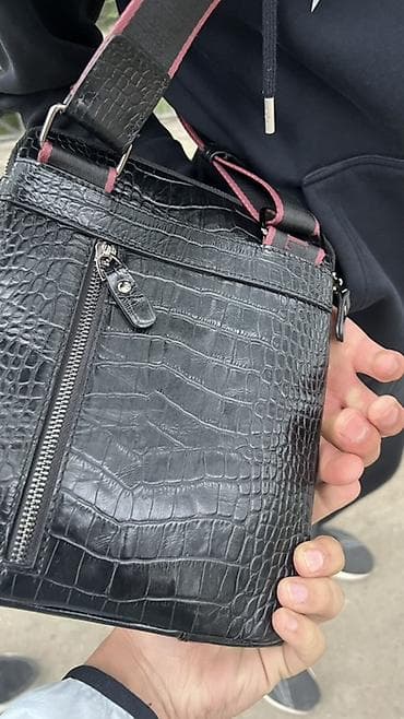 рюкзак mk: Сумка через плечо BUTUN, черная, с тиснением под крокодила — 2