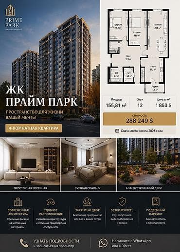 81: 3 комнаты, 124 м², Элитка, 15 этаж, ПСО (под самоотделку) — 4