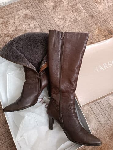 обувь для охоты: HARSON оригинал немецкие кожаные "лодочка" сапоги, кожа и мех — 1