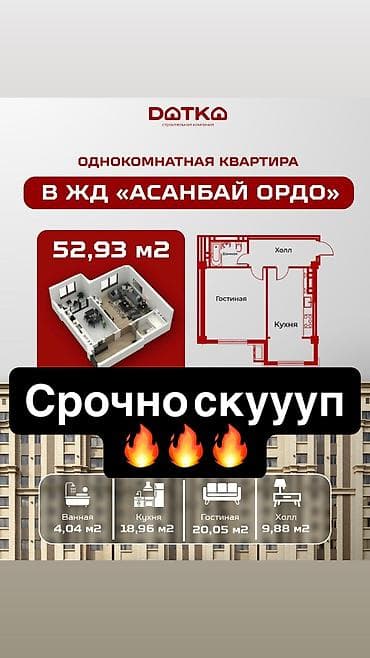 1 комната, 53 м², Элитка, 8 этаж, ПСО (под самоотделку)