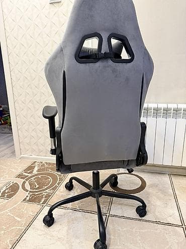 Кресла: Игровое кресло, С колесиками, цвет - Серый, Велюр — 3