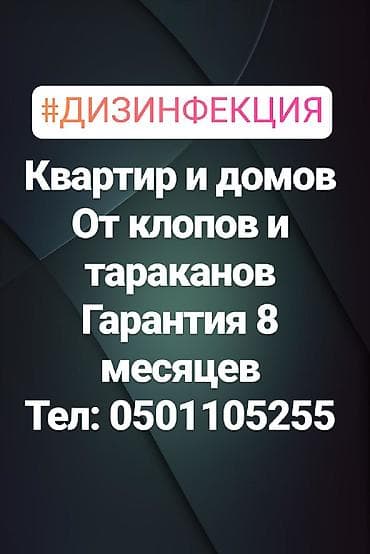 Уничтожение насекомых: тараканов клопов и д.р . Дизинфекция квартир