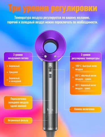 мини фен: Портативный фен Hoco HP11 Plus в сером цвете с ярко-розовым акцентом — 8