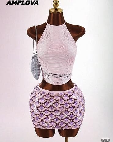 Айымдардын кийими: Юбка менен костюм, Мини, Топ, S, M — 2