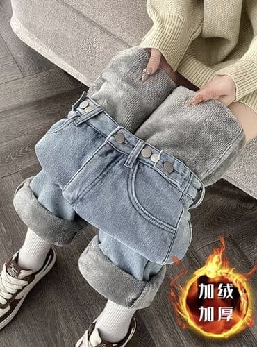 джинсы зимние: Джинсы, Прямые, Китай, Средняя талия, Вареные, С утеплителем, XS — 1