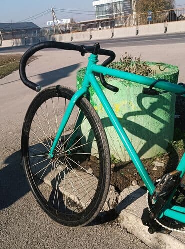 трехколесный велосипед электрический: Фикс велосипед с прямой стальной рамой бирюзового цвета — 3