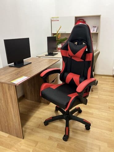 кресла самурай: Игровое кресло, Новый, С колесиками, цвет - Черный, Экокожа — 8