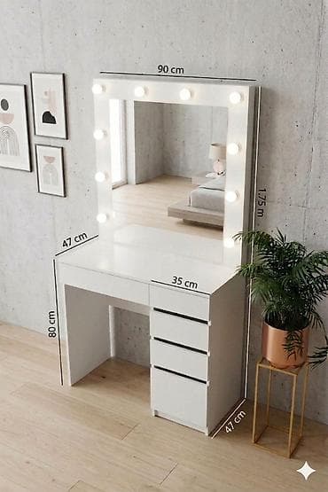 Туалетные столики: Туалетный столик, Новый, Со шкафом, цвет - Белый, ЛДСП — 2