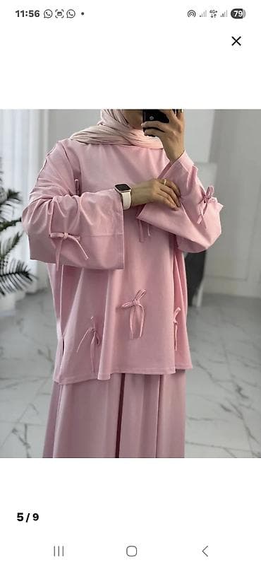 Айымдардын кийими: Женский комплект в стиле modest wear: свободный лонгслив + юбка - — 2