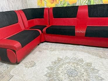 уголок диван в зал: Кухонный мягкий уголок, цвет - Красный — 2