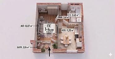 эко сити: 1 комната, 36 м², Элитка — 2