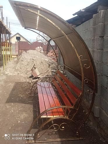 витражное стекло: Скамейка Со спинкой, С крышей — 3