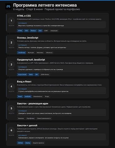производственная практика для студентов программистов: IT-курс Летний интенсив - Введение в Frontend (14+). Стоимость до 15 — 3