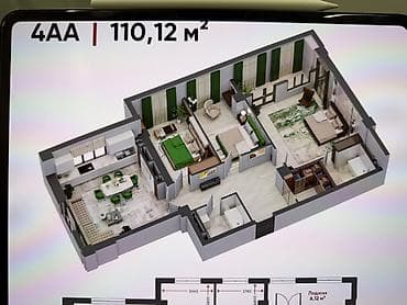 четырех: 4 комнаты, 110 м², Технопарк Элитка, 11 этаж, ПСО (под самоотделку) — 1