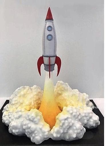 кара алма: Торт «Ракета стартует» - Тематика: космос, взлетающая ракета с огнем — 1