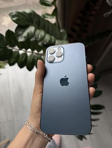 IPhone 12 Pro Max, Б/у, 128 ГБ, Pacific Blue, Наушники, Зарядное устройство, Защитное стекло, 80 %