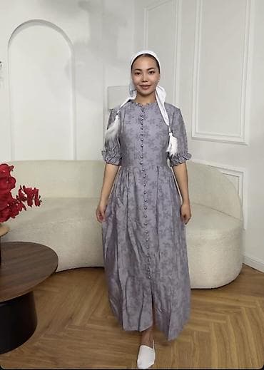 Повседневное платье, Made in KG, Лето, Длинная модель, Лен, Стандарт