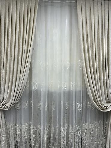 Комплект штор, С тюлем в комплекте, Готовое изделие, Для зала