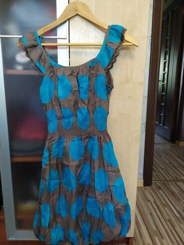 платье в горошек большого размера: S (36), M (38), цвет - Серый — 1