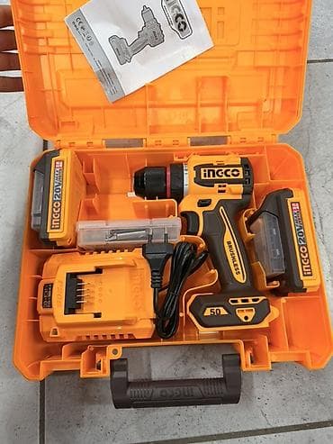 без двиготеля: Аккумуляторная бесщёточная дрель-шуруповёрт INGCO CDLI205062 в кейсе — 2