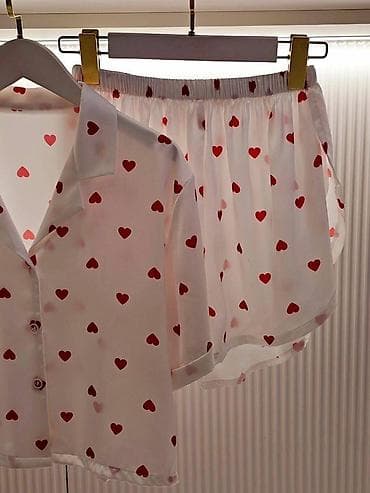 tech flis: Домашний комплект из мягкой вискозы с принтом «сердечки». Состав и — 8