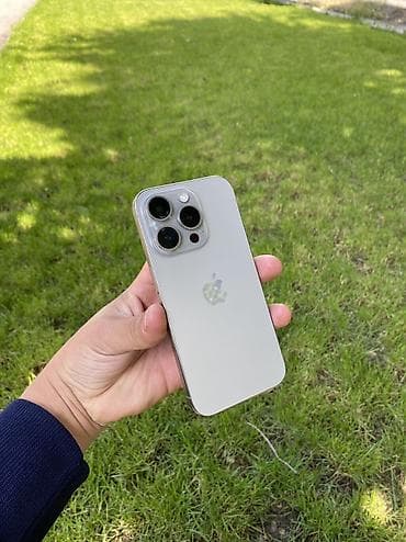 IPhone 15 Pro, Б/у, 128 ГБ, Natural Titanium, Чехол, 80 %