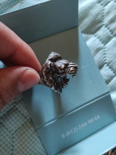 Кольцо шакек лев арстан 22 размер серебро 925 23грамм