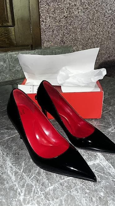 красотки бу: Туфли-лодочки на шпильке - Цвет: черный (глянцевый лак) с контрастной — 3