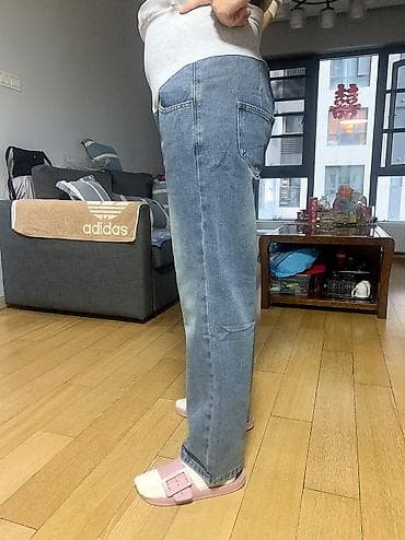 рванные джинсы: Джинсы, Прямые, Китай, Высокая талия, Стрейч, XL — 10