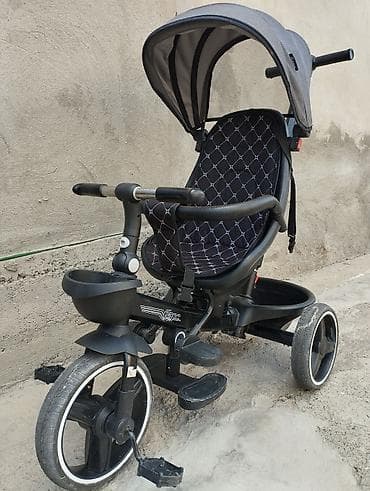 Детский транспорт: Детский трехколесный велосипед-коляска с родительской ручкой и большим — 2