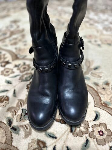 купить сапоги женские зимние кожаные италия: Сапоги, 35, 4Rest, Б/у, цвет - Черный, Самовывоз — 5