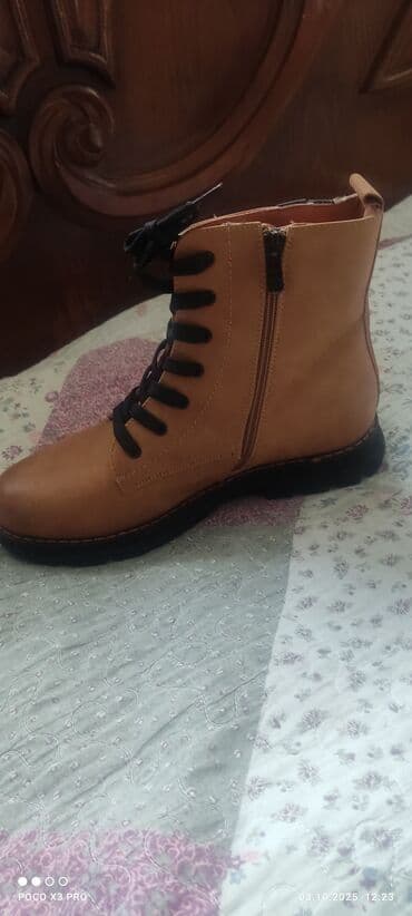 Ботинки: Зимние ботинки берцы, цвет рыжий (camel) - Материал верха: гладкая — 3