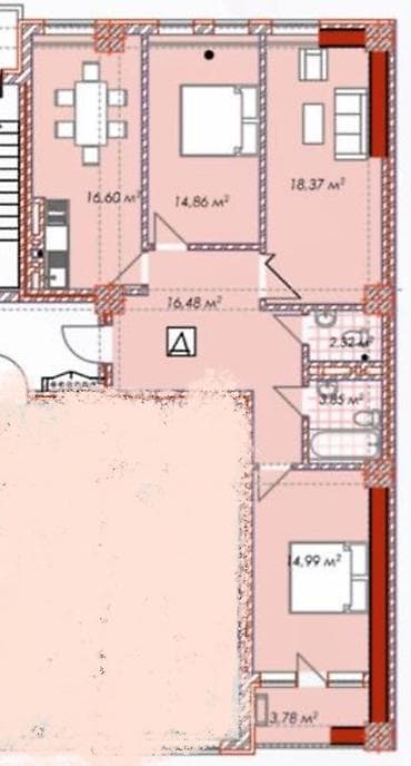 Продажа квартир: 3 комнаты, 91 м², Асанбай мкр Элитка, 3 этаж, ПСО (под самоотделку) — 3
