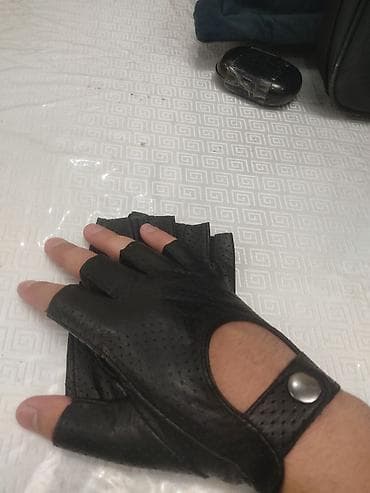 перчатки кожа: Перчатки, варежки, Унисекс, Б/у, цвет - Черный — 2
