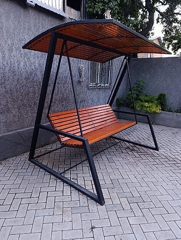 Садовые качели Металл, Со спинкой, С крышей