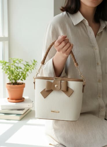 стильные очки: Модная и красивая сумка с отделкой светло-коричневого цвета и — 1