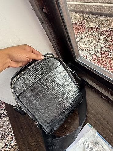 mk сумки: Мужская сумка через плечо (кросс-боди) - Материал: черная экокожа под — 4