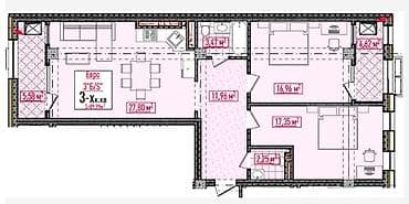 3 комнаты, 89 м², ул. Горького / Алматинка Элитка, 13 этаж, ПСО (под самоотделку)