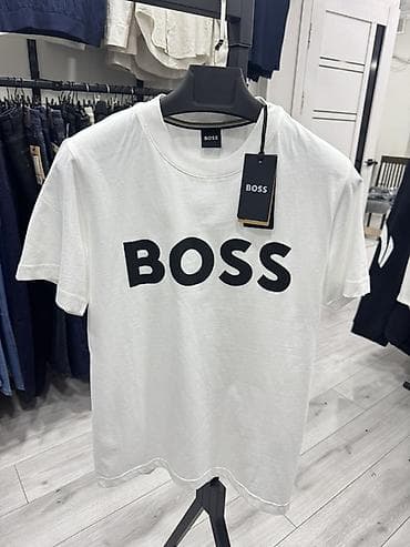 Мужская футболка, S, M, XL, Boss, Новый, цвет - Белый, Самовывоз