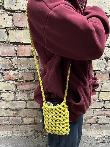 вентилятор wish: Вязаная сумка‑чехол через плечо для телефона - Компактная сумочка для — 4