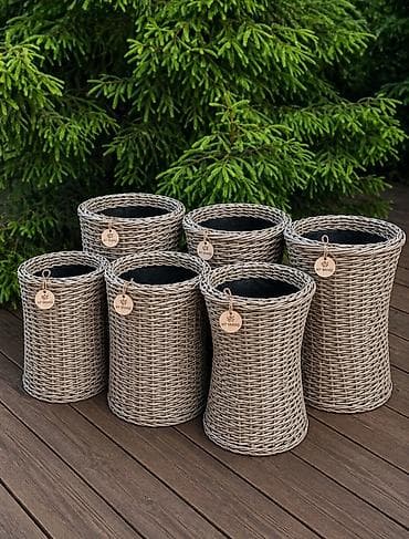Плетёные кашпо для растений - Материал: синтетический ротанг