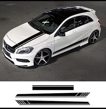 бантик авто: Набор виниловых наклеек для автомобиля (черные полосы) - Комплект из — 2