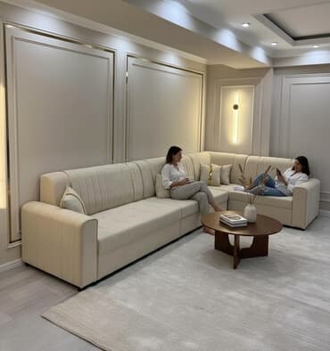 Угловой диван, C подушками, Трехместный