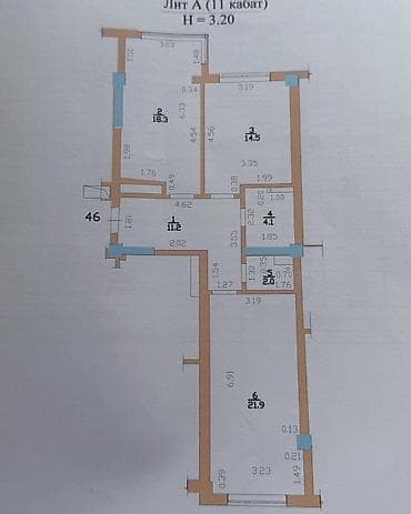 каусар джал: 2 комнаты, 72 м², Элитка, 11 этаж, Готовая ПСО (под самоотделку) — 6