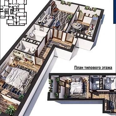 royal construction: 2 комнаты, 62 м², Элитка, 7 этаж, Готовая ПСО (под самоотделку) — 5