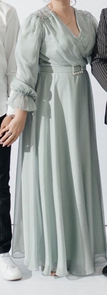 вечерний костюм: Вечернее платье, Классическое, Длинная модель, Шелк, С рукавами, Камни, XL — 2