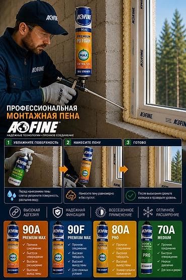 Профессиональная монтажная пена AOFINE Назначение: - Установка и at lalafo.kg Профессиональная монтажная пена AOFINE Назначение: - Установка и