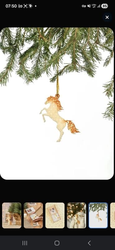 новогодный форма: Елочная игрушка Лошадь на дыбах белая с золотой гривой символ 2026 — 9